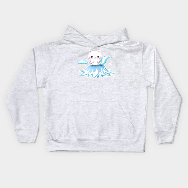 AeroBlossom Kitty: The Breezy Purrmaid Kids Hoodie by KawaiiNimbus